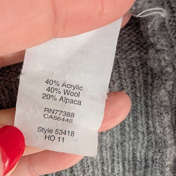 J. Crew Factory Gray Alpaca Wool Blend Open Cardigan Ribbed Pockets Women XS - Picture 6 of 10